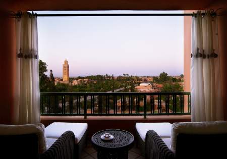 Les Chambres de La Mamounia Hotel de luxe 5 étoiles Marrakech Maroc, vue sur la Koutoubia 