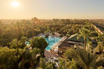 Vue du ciel La Mamounia Palace de Luxe Marrakech, Maroc